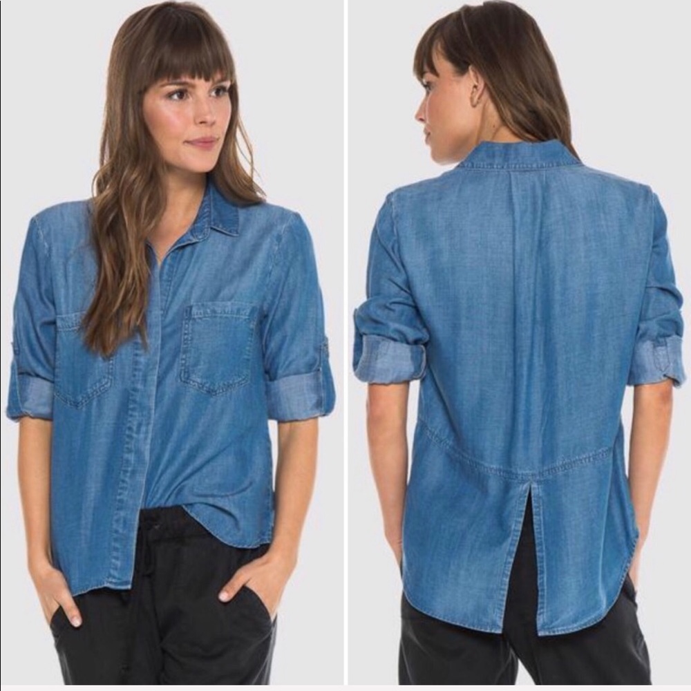 Andrea Jovine | Button split back chambray shirt